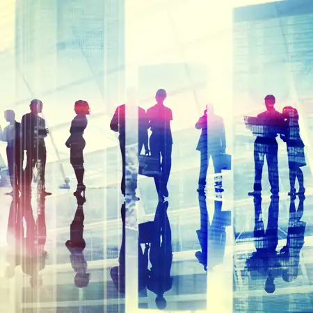 Silhouettes of people together office view that's abstract