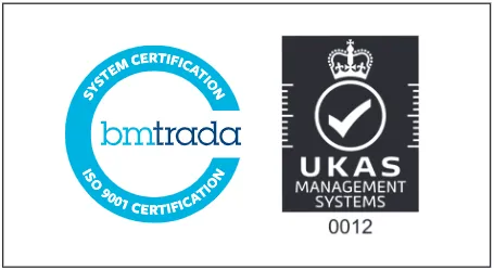 BM Trada ISO Certification and UKAS Management System certification logos