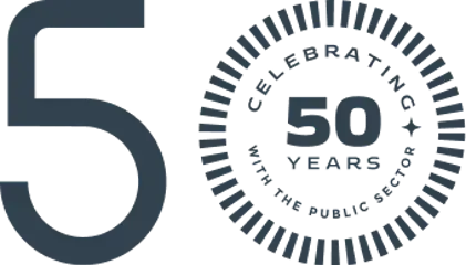 50 years badge showing and celebrating Integra's time in the public sector