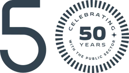 50 years badge showing and celebrating Integra's time in the public sector