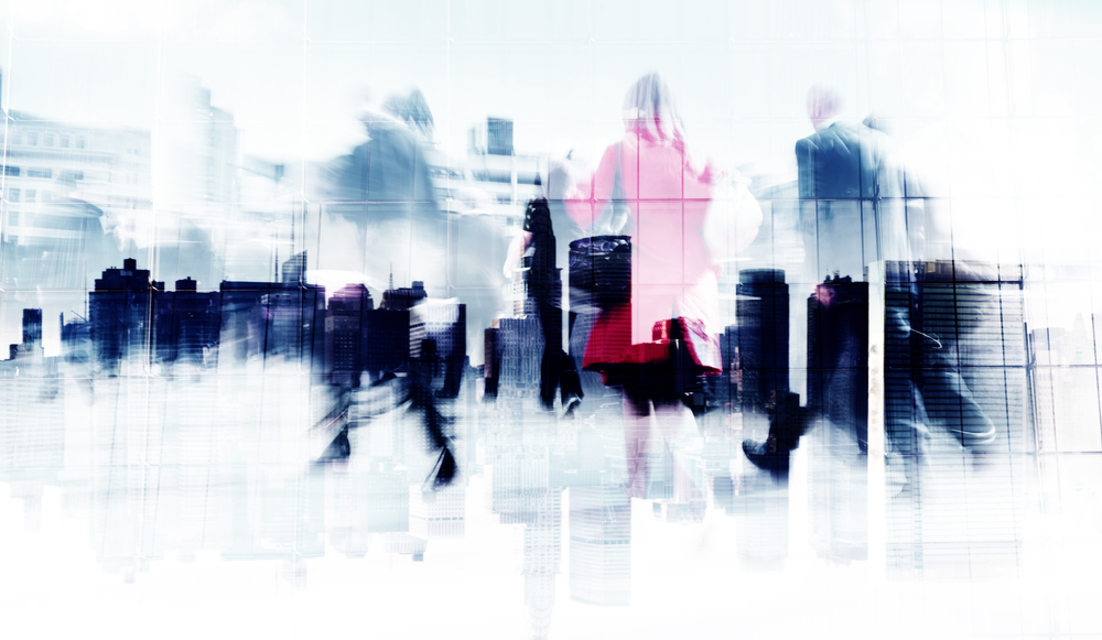 Blurry picture of people walking outside